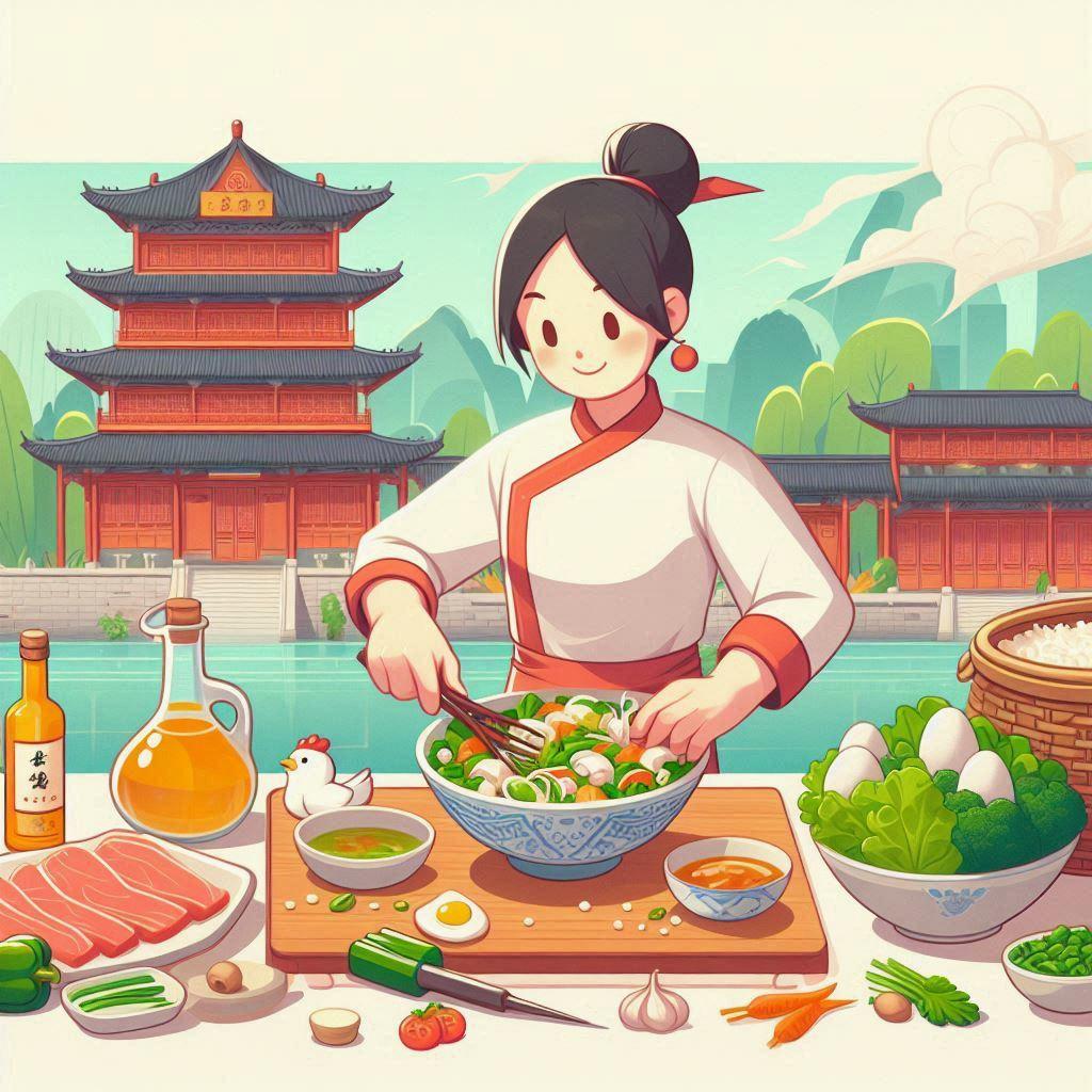 🍜 Исследуем китайскую кухню: приготовление традиционных китайских салатов из местных продуктов: 📜 Рецепт салата "Цайсинь" с использованием доступных овощей