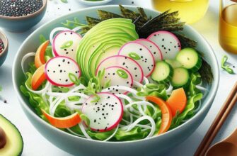 🥗 Освежающий японский салат из дайкона, морской капусты и авокадо