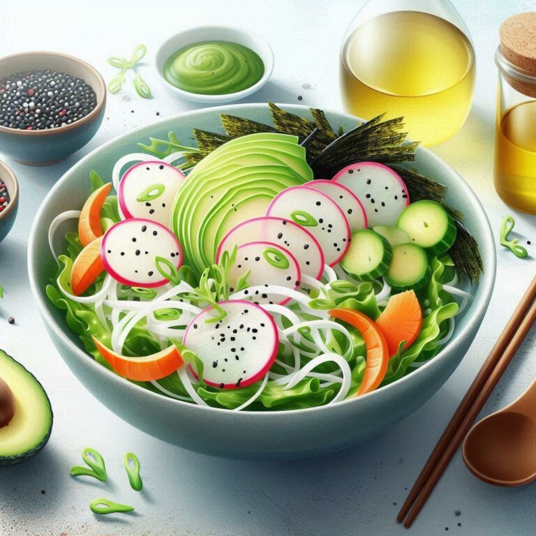 🥗 Освежающий японский салат из дайкона, морской капусты и авокадо