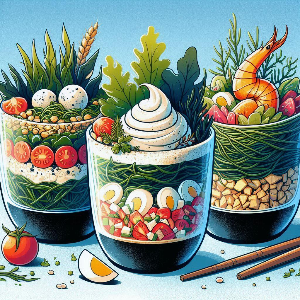 🌊 Три изысканных рецепта сыроедческих салатов с морской капустой: 🌱 Рецепт №2: Пряный салат с морской капустой, свежими огурцами и лимонным соусом