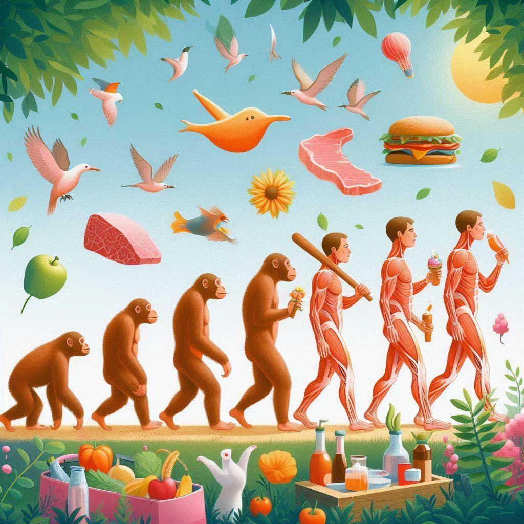 🌿 Эволюция человеческого питания: от всеядности к бретарианизму: 🥩 Влияние мясоедения на физическое и ментальное развитие человека