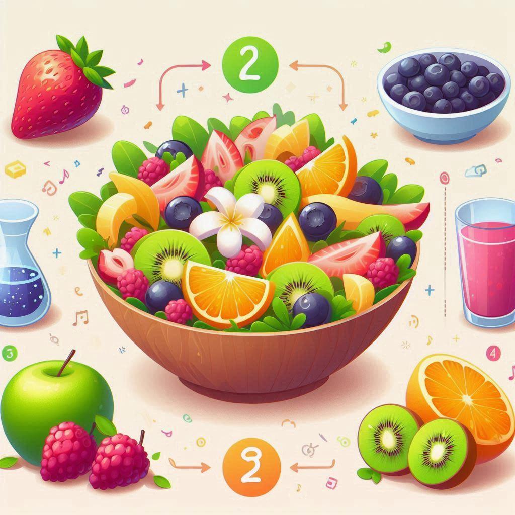 🍇 Три рецепта фруктового салата и ключевые правила их сочетания для здоровья: 🍎 Первый рецепт: Салат "Тропический рай" с манго и кокосом